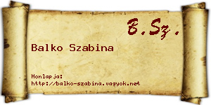 Balko Szabina névjegykártya